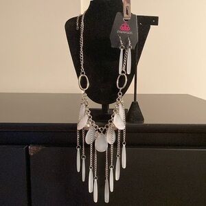 Paparazzi Silver and Cream Dangle Necklace